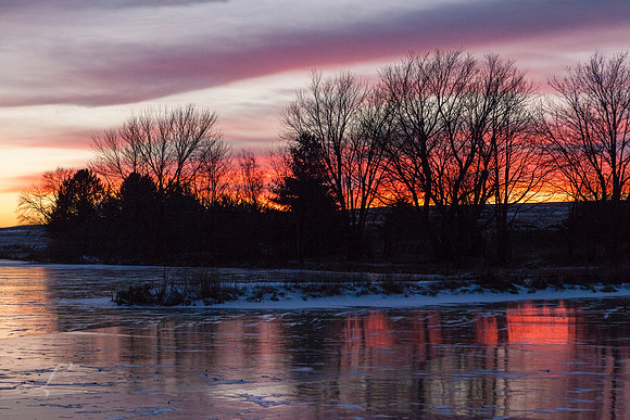 Eagle Nebraska Sunset On Ice