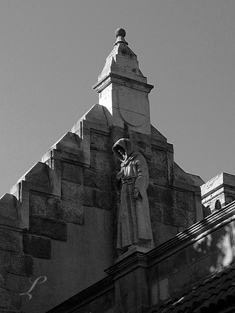Hungarian Monk Statue B&W